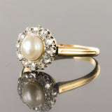 Pearl daisy ring fine diamonds