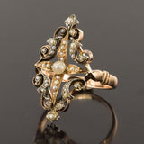 Antique ring pearls fine gold silver