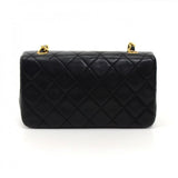 Vintage Chanel 7.5 " Black Quilted Leather Mini Flap Shoulder Bag