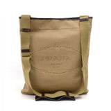 Prada Cordo Logo Jacquard Canvas & Brown Leather Large Crossbody Bag