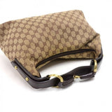 Gucci GG Monogram Canvas Horsebit Strap Hobo Bag