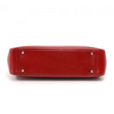 Salvatore Ferragamo Red Calf Leather & Black Resin Gancini Handle Handbag