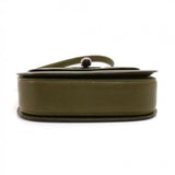 Gucci Bamboo Top Handle Olive Green Pebbled Leather 2 Way Bag