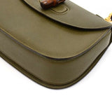 Gucci Bamboo Top Handle Olive Green Pebbled Leather 2 Way Bag