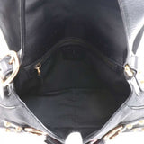 Gucci Black Guccissima Canvas Pink & Black Satin Stripe Horsebit Shoulder Bag