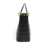 Christian Dior Lady Dior Large Black Quilted Cannage Leather Handbag
