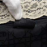 Vintage Christian Dior Gray Wool x Black Leather x Lace Purse Shoulder Bag