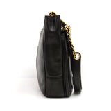 Vintage Chanel Black Lambskin Leather Front Pocket Chain Tote Bag