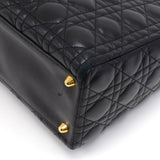 Christian Dior Lady Dior Large Black Quilted Cannage Leather Handbag + Strap