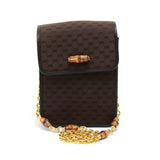 Gucci Brown Small GG Canvas Bamboo Chain Flap Crossbody Bag