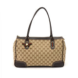 Gucci Princy Line Beige GG Canvas & Brown Leather Ribbon Tote Bag