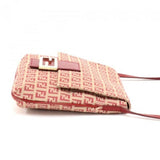 Fendi Red & Beige Zucchino Monogram Canvas Flap Crossbody Bag