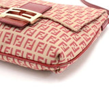 Fendi Red & Beige Zucchino Monogram Canvas Flap Crossbody Bag