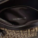 Fendi Beige Zucca Monogram Nylon and Brown Leather Bauletto Mini Boston Bag