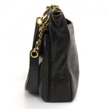 Vintage Chanel Black Lambskin Leather Front Pocket Twist Lock Shoulder Bag