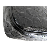 Coach Black Signature Debossed Patent Leather Small Crossbody Bag