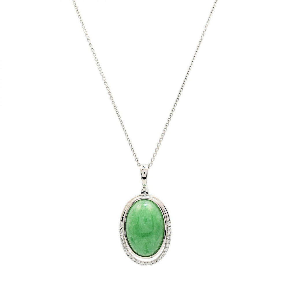 28.58ct NATURAL Jade and 0.40ctw Diamond Pendant/Necklace (GIA CERTIFIED)