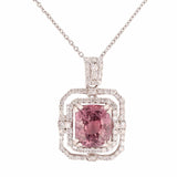 4.47ct Pink Sapphire and 0.65ctw Diamond Platinum Pendant/Necklace (GIA CERTIFIE