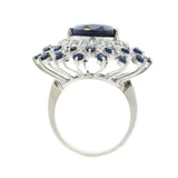 12.85ctw Blue Sapphire and 0.84ctw Diamond 14K White Gold Ring