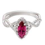 1.02ct UNHEATED Ruby and 0.43ctw Diamond 18KT White Gold Ring