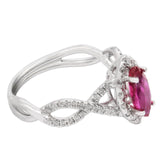 1.02ct UNHEATED Ruby and 0.43ctw Diamond 18KT White Gold Ring