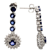 3.83ctw Blue Sapphire and 1.16ctw Diamond 14KT White Gold Dangle Earrings