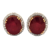 18.55ctw Ruby and 1.02ctw Diamond Earrings