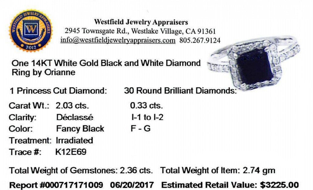 2.03ct Black and 0.33ctw White Diamond Ring