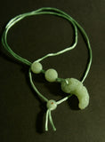 Magatama Jade Nephrite Dragon Pendant with Your Initials - Gem Carving by Master