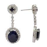 10.18ctw Blue Sapphire and 1.76ctw Diamond 14KT White Gold Dangle Earrings