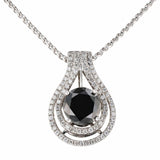 3.56ct Black Diamond 14K White Gold Pendant/Necklace (4.08ctw Diamonds)