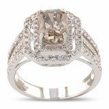 2.02ct Brown Diamond and 0.78 White Diamond 14K White Gold Ring