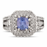 1.50ct RARE UNHEATED Sapphire and 0.93ctw Diamond 14K White Gold Ring Set (GIA C