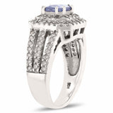 1.50ct RARE UNHEATED Sapphire and 0.93ctw Diamond 14K White Gold Ring Set (GIA C