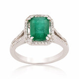 1.91ct Emerald and 0.45ctw Diamond 14KT White Gold Ring