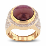 17.09ct UNHEATED NATURAL STAR Ruby and 1.09ctw Diamond 14K Yellow Gold Ring