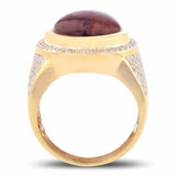 17.09ct UNHEATED NATURAL STAR Ruby and 1.09ctw Diamond 14K Yellow Gold Ring