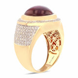 17.09ct UNHEATED NATURAL STAR Ruby and 1.09ctw Diamond 14K Yellow Gold Ring