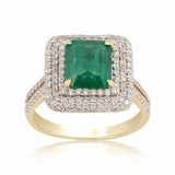 2.29ct Emerald and 1.12ctw Diamond 18KT Yellow Gold Ring