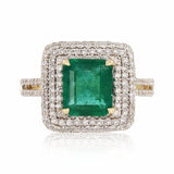 2.29ct Emerald and 1.12ctw Diamond 18KT Yellow Gold Ring