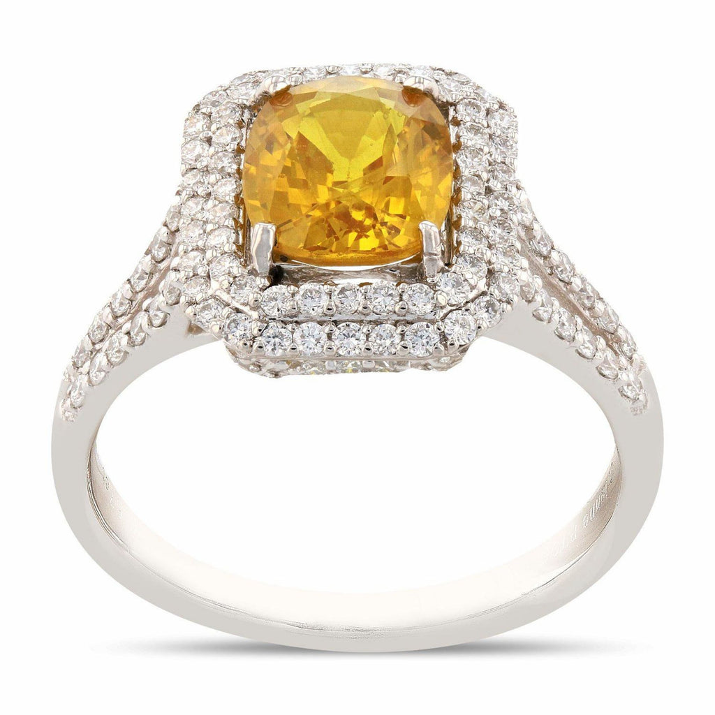 2.01ct Yellow Sapphire and 0.57ctw Diamond Platinum Ring