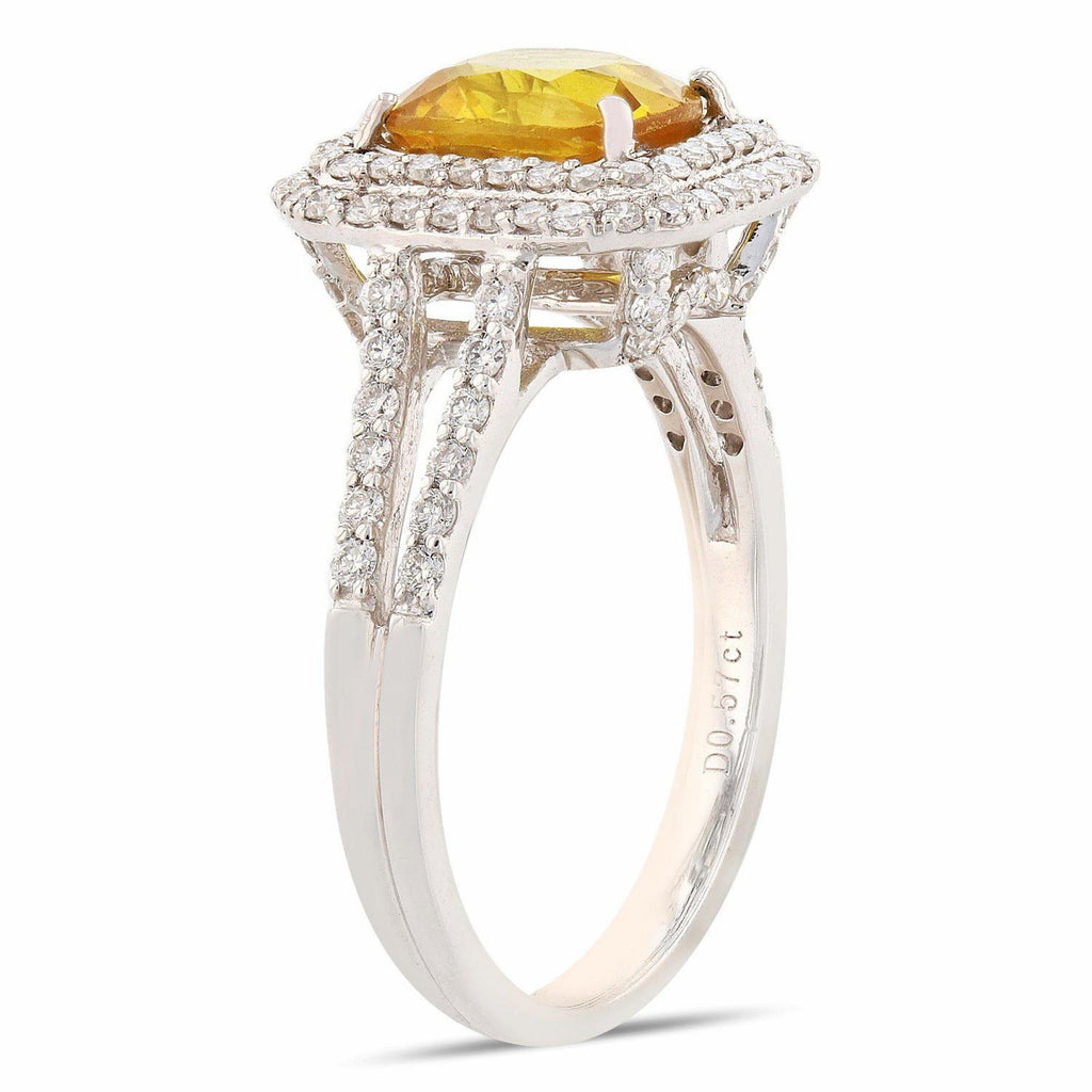 2.01ct Yellow Sapphire and 0.57ctw Diamond Platinum Ring