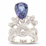 5.39ct Tanzanite and 0.61ctw Diamond 14K White Gold Ring