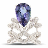 5.39ct Tanzanite and 0.61ctw Diamond 14K White Gold Ring