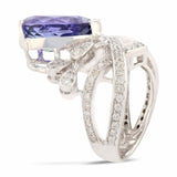 5.39ct Tanzanite and 0.61ctw Diamond 14K White Gold Ring
