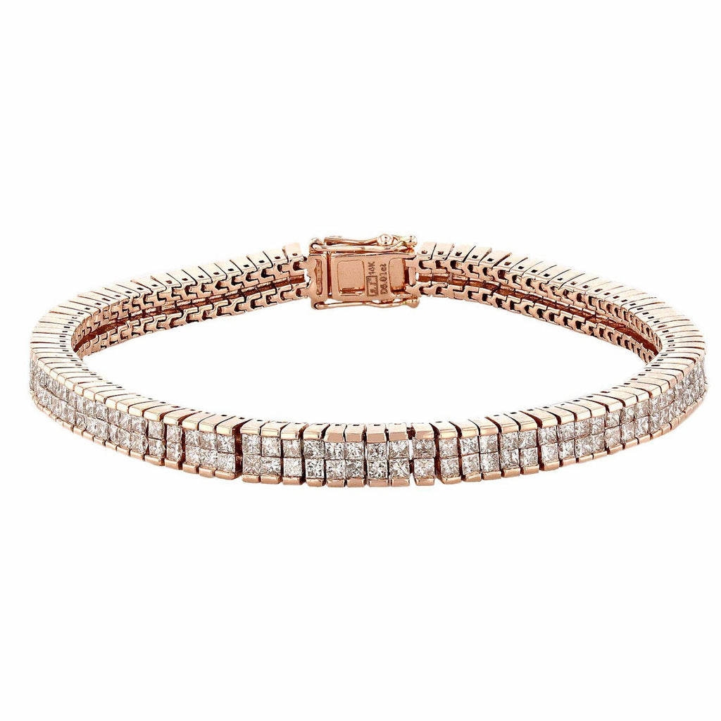 6.01ct SI-1 to I-2 and Diamond 14KT Rose Gold Bracelet