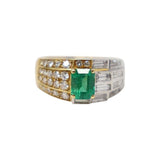 1.25 Carat Emerald  White and Yellow Gold Diamonds Wedding or Engagement Ring