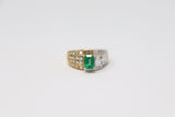 1.25 Carat Emerald  White and Yellow Gold Diamonds Wedding or Engagement Ring