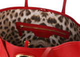 ROBERTO CAVALLI FIRENZE RED LARGE LEATHER SHOPPING TOTE BAG