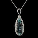 14.36ctw Aquamarine and 0.58ctw Diamond Platinum Pendant/Necklace